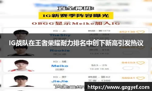 IG战队在王者荣耀耐力排名中创下新高引发热议
