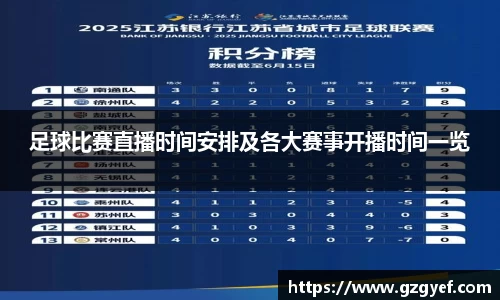 足球比赛直播时间安排及各大赛事开播时间一览